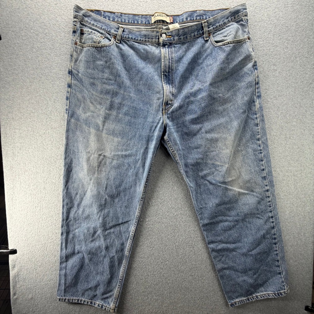 Levis 550 Relaxed Fit Tapered Leg Blue Jeans Mens 50x30 Medium Wash Distressed
